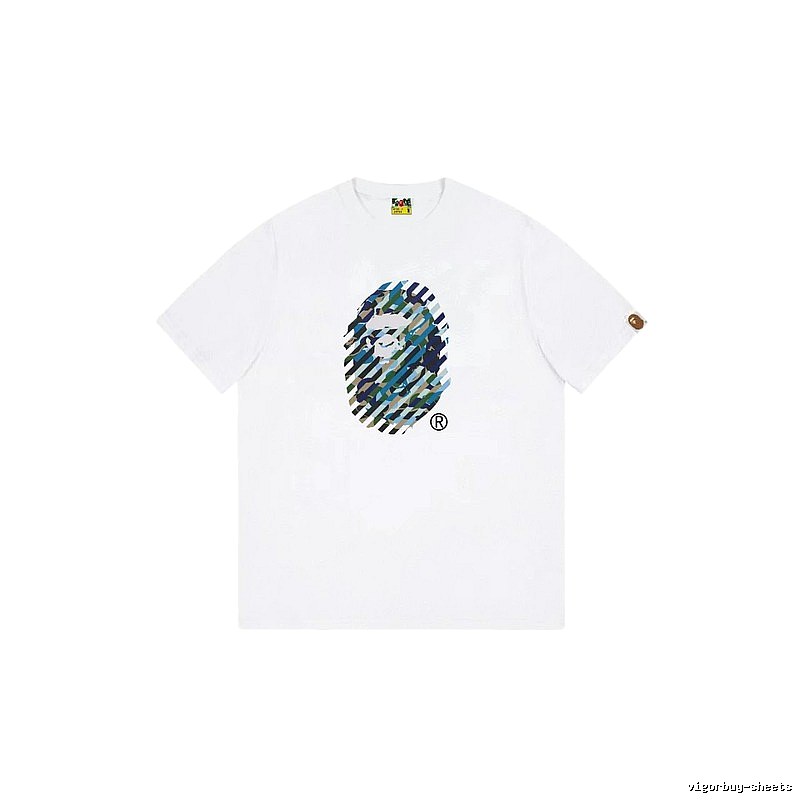A Bape camouflage-style white T-shirt