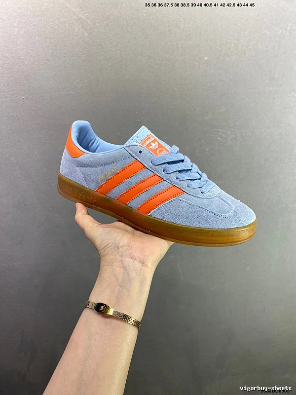 Adidas Light Blue and Orange Low-Profile Sneakers and Tonal Branding