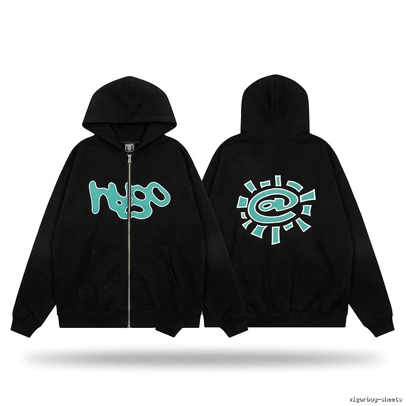 ADWYSD Sun Pattern Black Hoodie