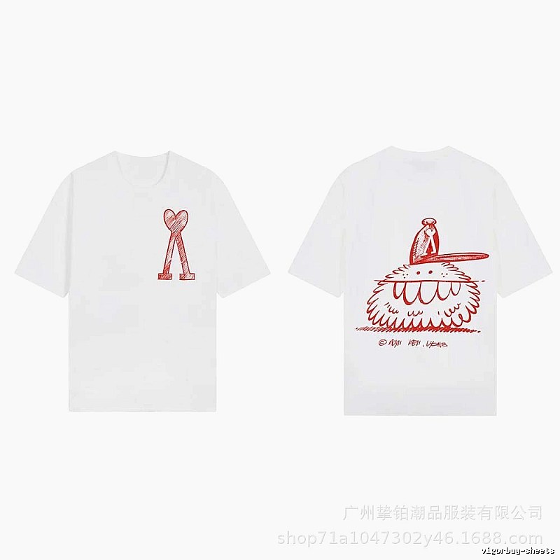AMI cartoon printed white T-shirt