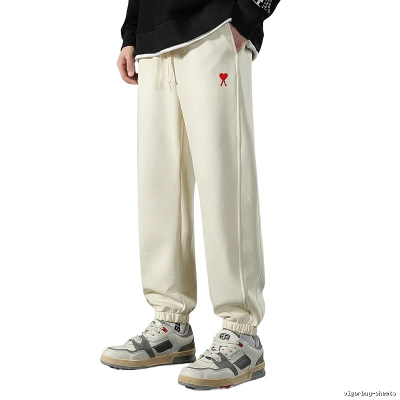 AMI & Easy Trendy Brand Casual Style Off-White Pants