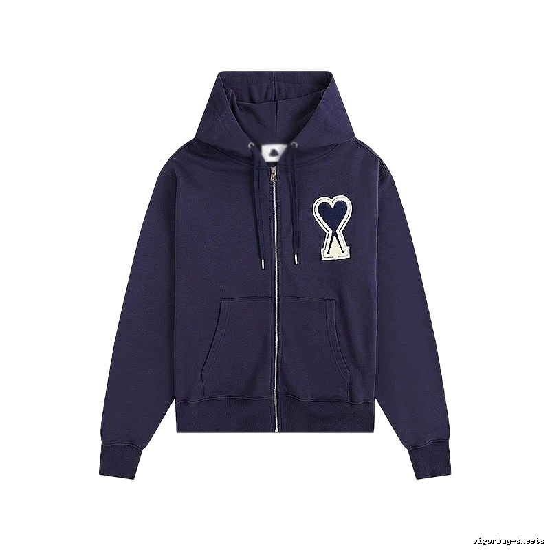 AMI Heart Pattern Zipper Hoodie