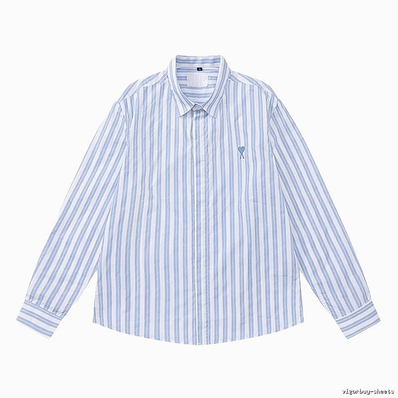 AMI Stripe Simple Blue Shirt