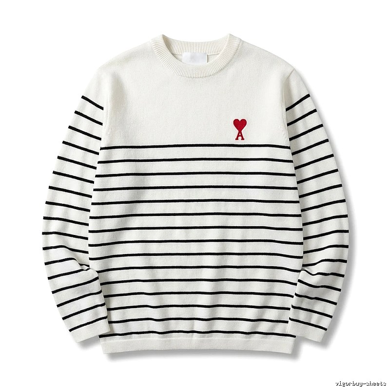 AMI striped minimalist style white sweater