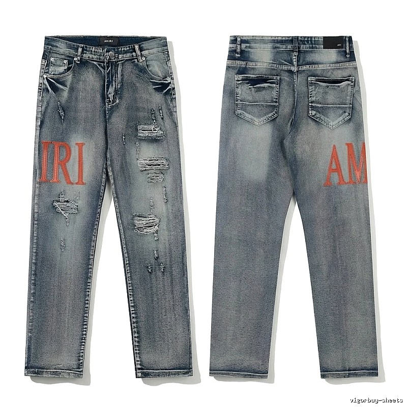 AMIRI Ripped Denim Blue Jeans