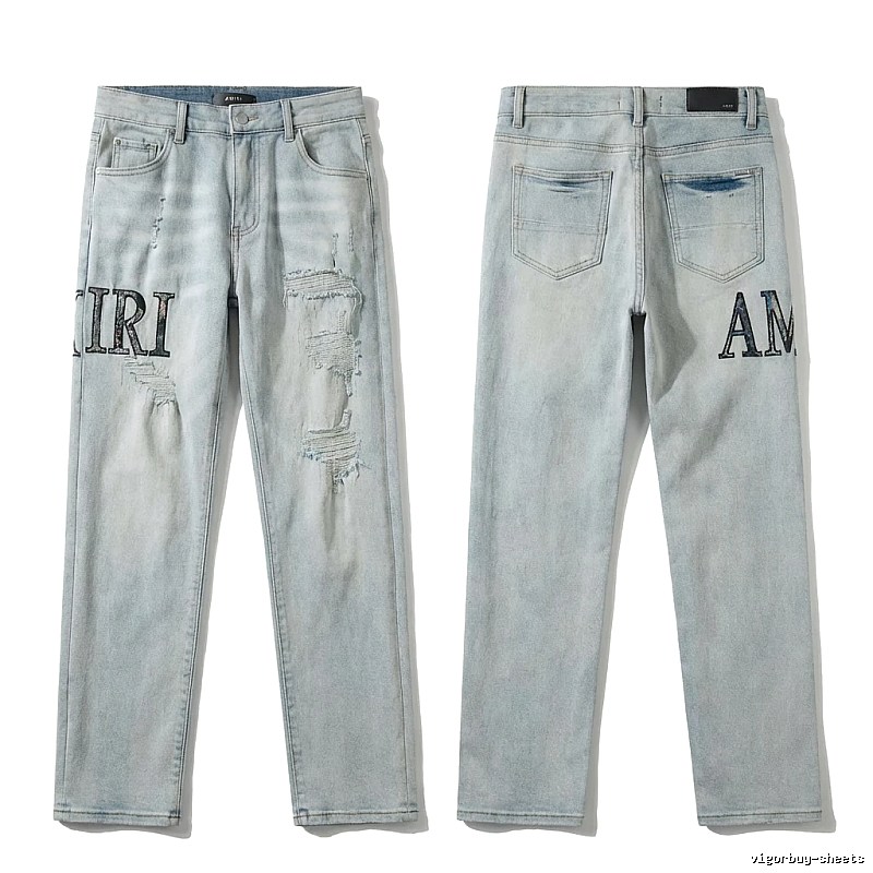 AMIRI ripped trendy light blue jeans