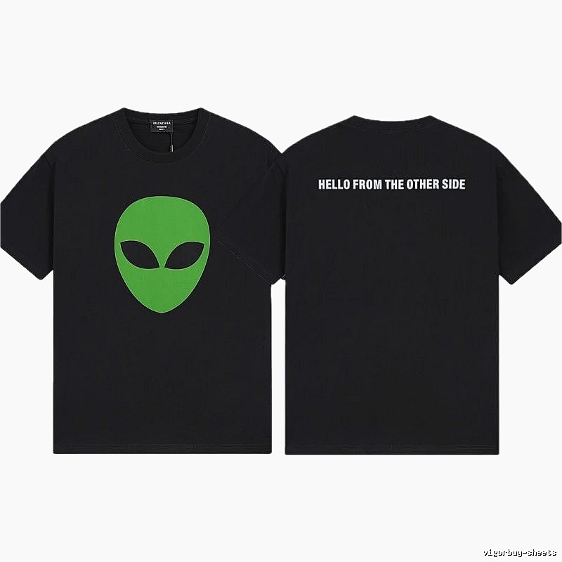 Balenciaga Alien Print Trendy Cool Black T-shirt
