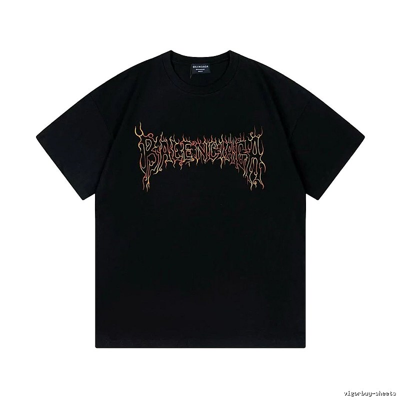 Balenciaga Flame Gothic Style Black T-shirt