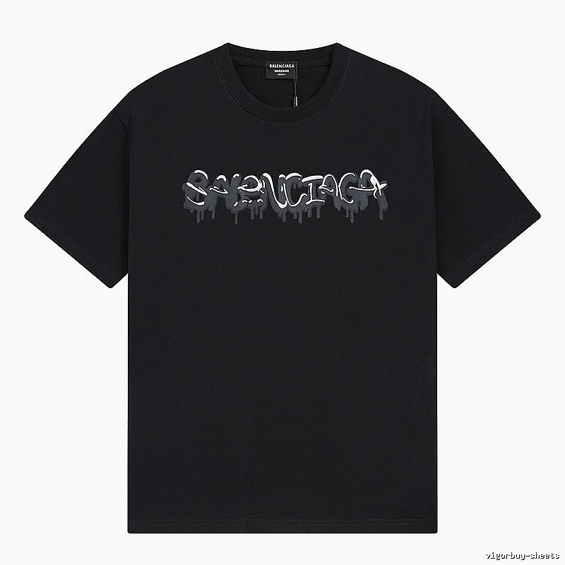 Balenciaga Graffiti Street Style Black Short Sleeve T-shirt