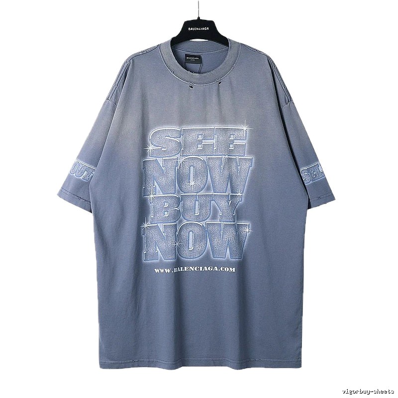 Balenciaga letter grey short-sleeve