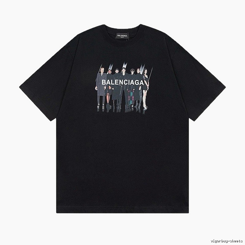 Balenciaga Portrait Print Trendy Black T-Shirt