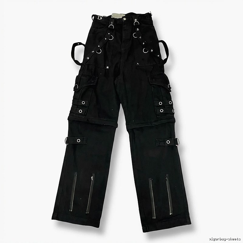 Balenciaga punk-style black cargo pants