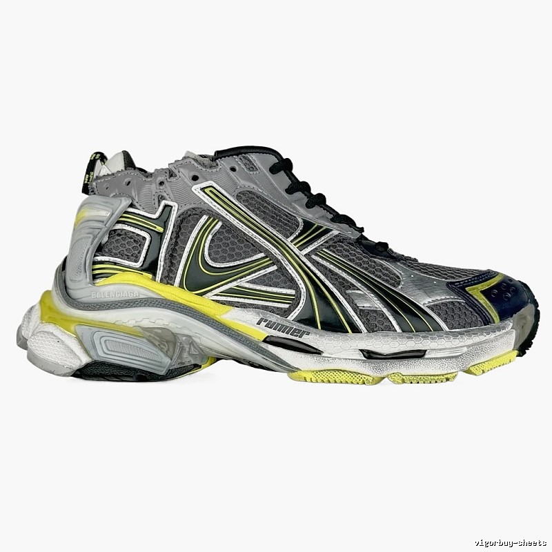 Balenciaga retro-style gray-yellow sports shoes