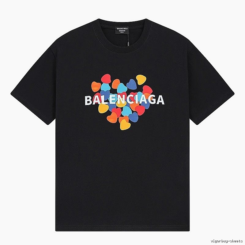 Balenciaga Trendy Black T-shirt with Heart Print