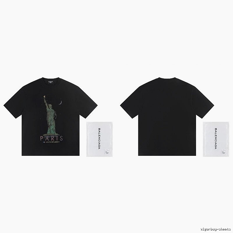 Balenciaga Vintage Style Statue of Liberty Black T-Shirt