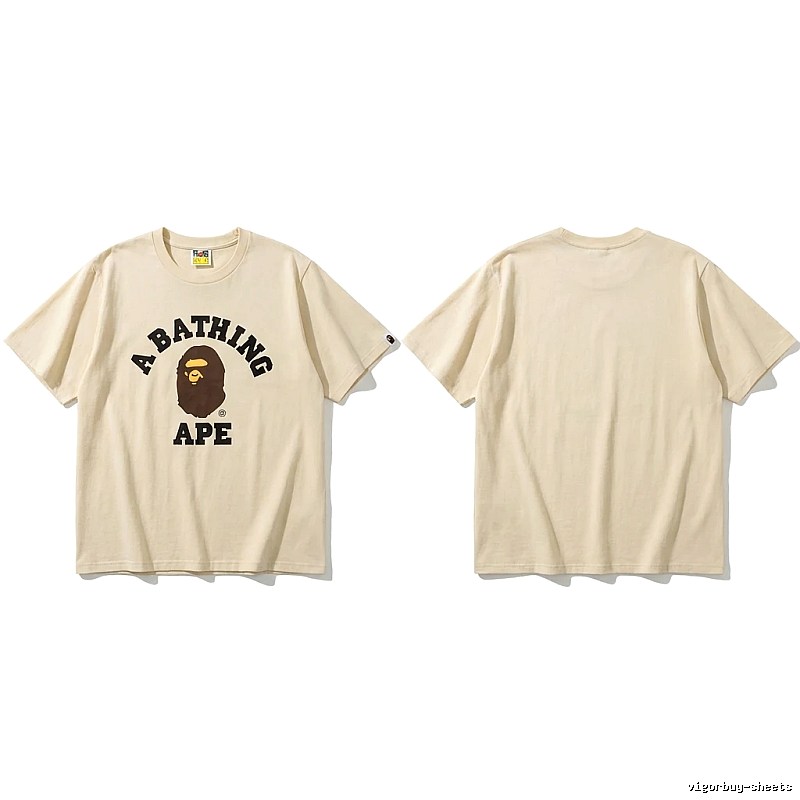 Bape Ape Head Minimalist Style Beige T-shirt