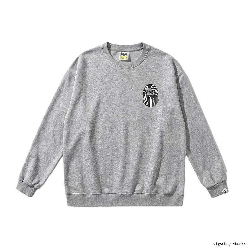 Bape Ape Head Minimalist Style Grey Sweatshirt