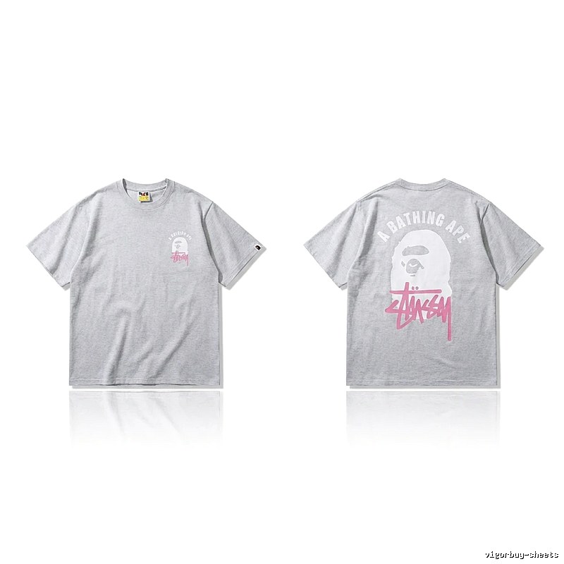 Bape Ape Head Trendy and Cool Style Gray T-shirt