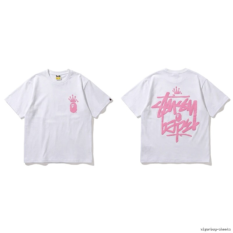 Bape Crown Graffiti Style White T-shirt