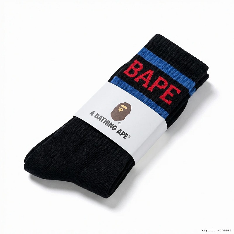 Bape striped trendy socks in black style
