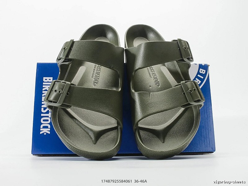 BIRKENSTOCK Double-Strap Casual Military Green Slide Sandals