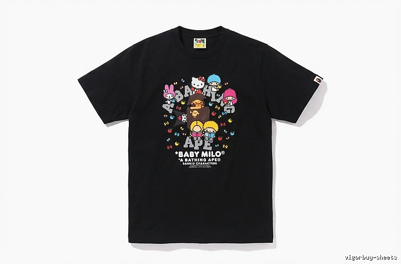 Black T-shirt with Bape cartoon prints