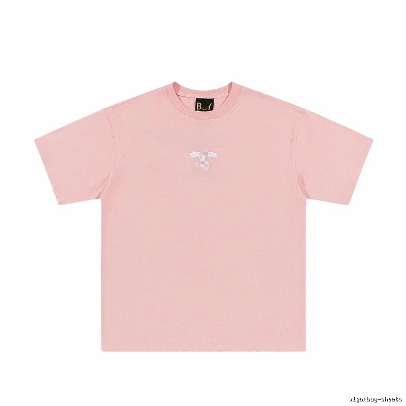 BOY Wing Print Street-style Pink Short Sleeve T-Shirt