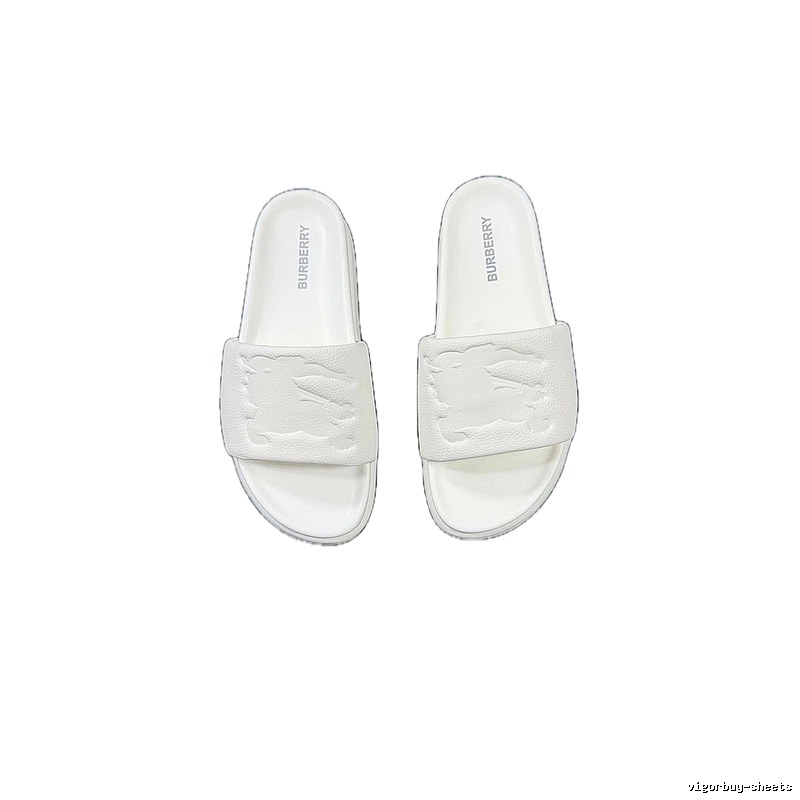 Burberry Embossed Equestrian Knight Minimalist White Slides