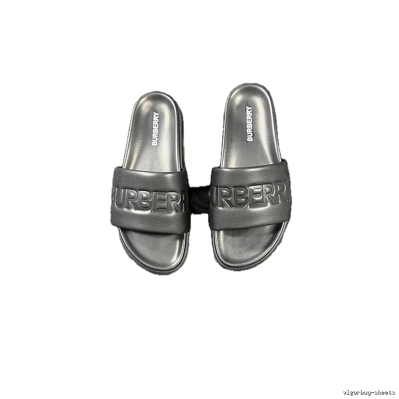 Burberry Embossed Minimalist Style Black Slide Sandals