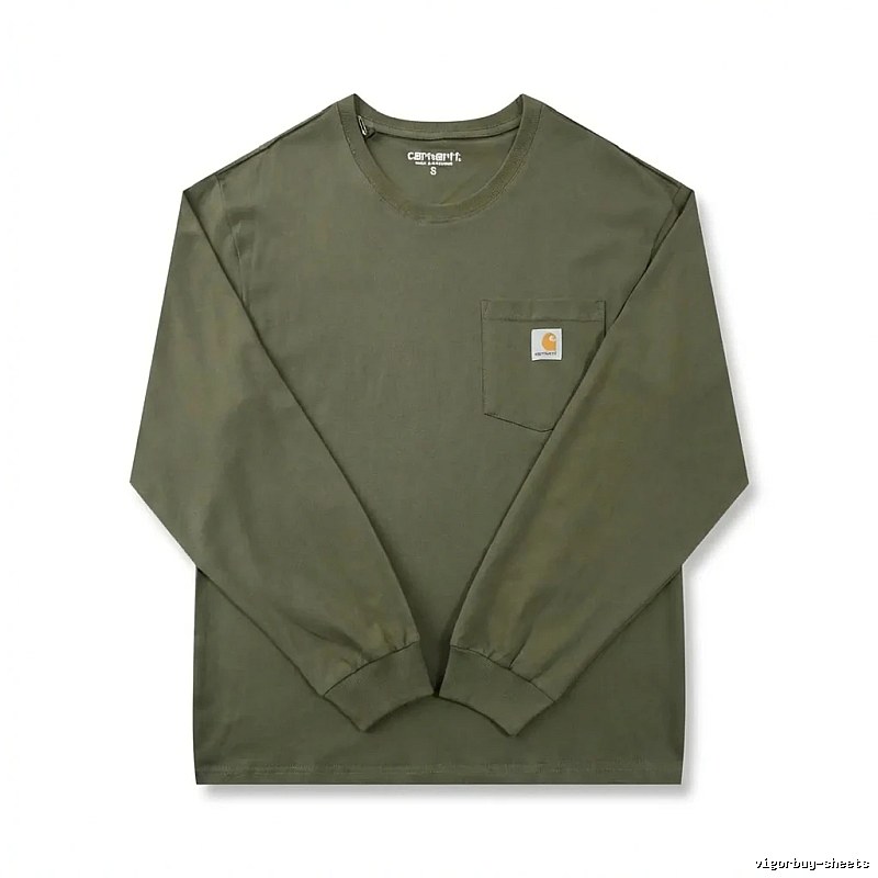 Carhartt workwear style olive green long-sleeve