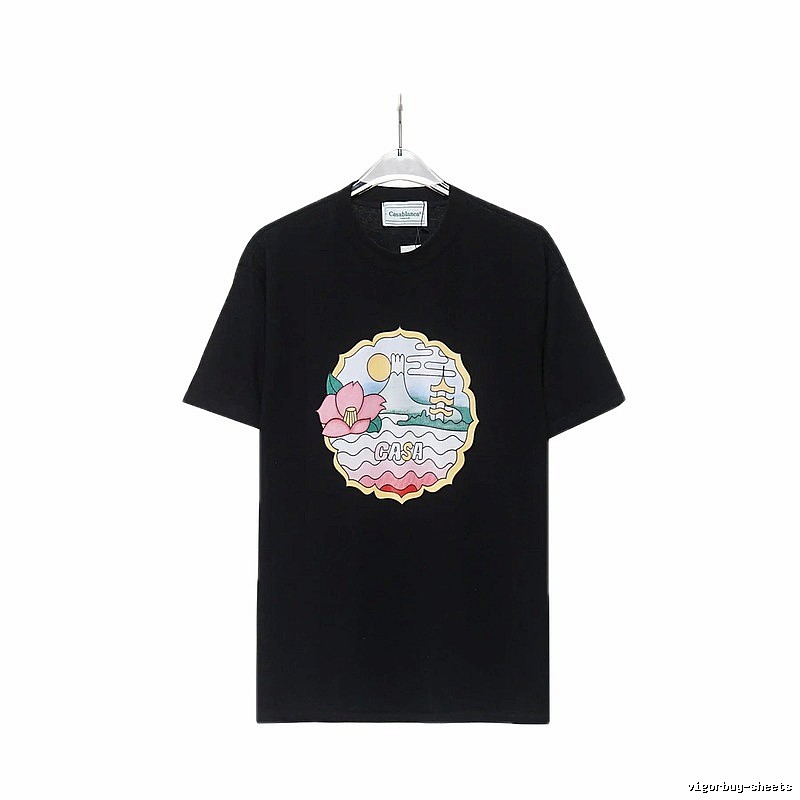Casablanca Print Retro Style Black T-shirt
