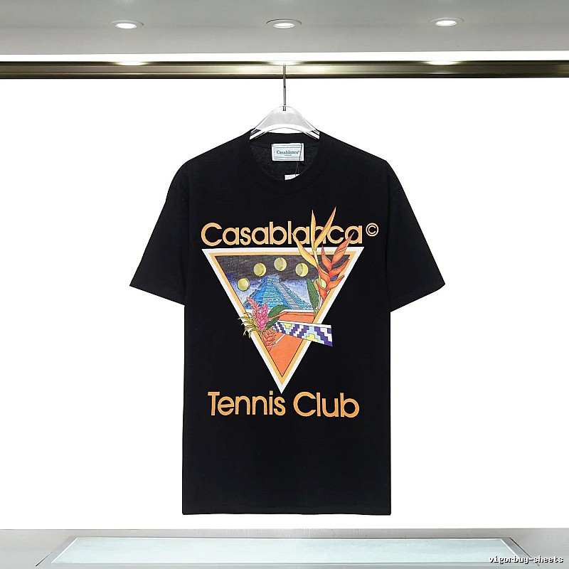 Casablanca Printed Trendy Brand Black T-shirt