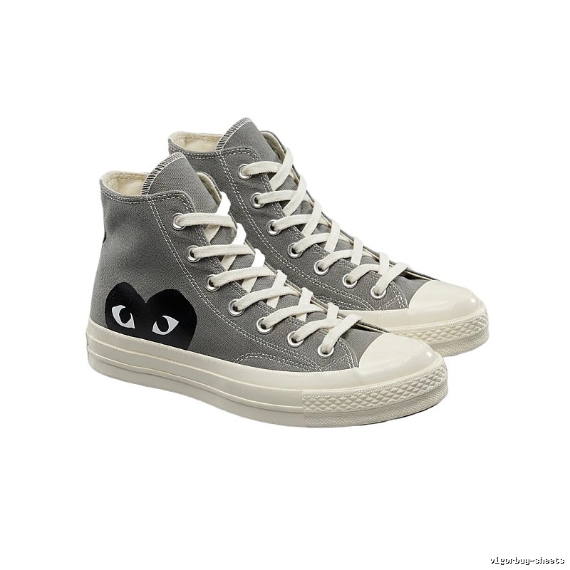 CDG Love High-top Grey Canvas Shoes