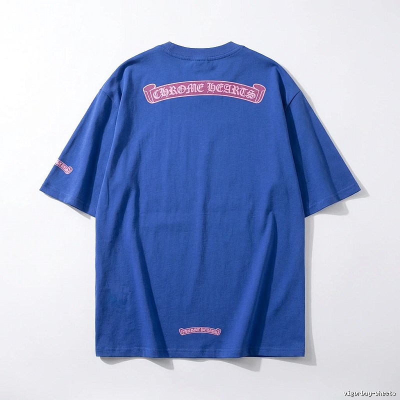 Chrome Hearts Blue Trendy and Cool Short-sleeve Shirt