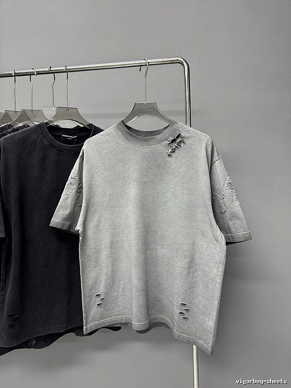 Chrome Hearts Cross Embroidered Street Style Gray Short-sleeve T-shirt