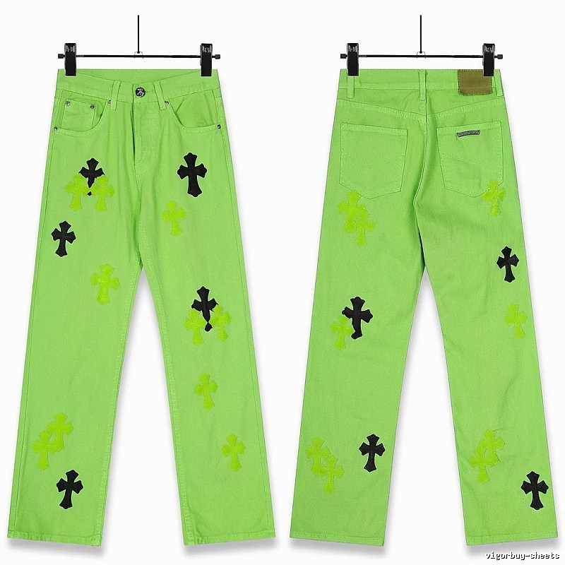 Chrome Hearts Cross Fluorescent Green Jeans