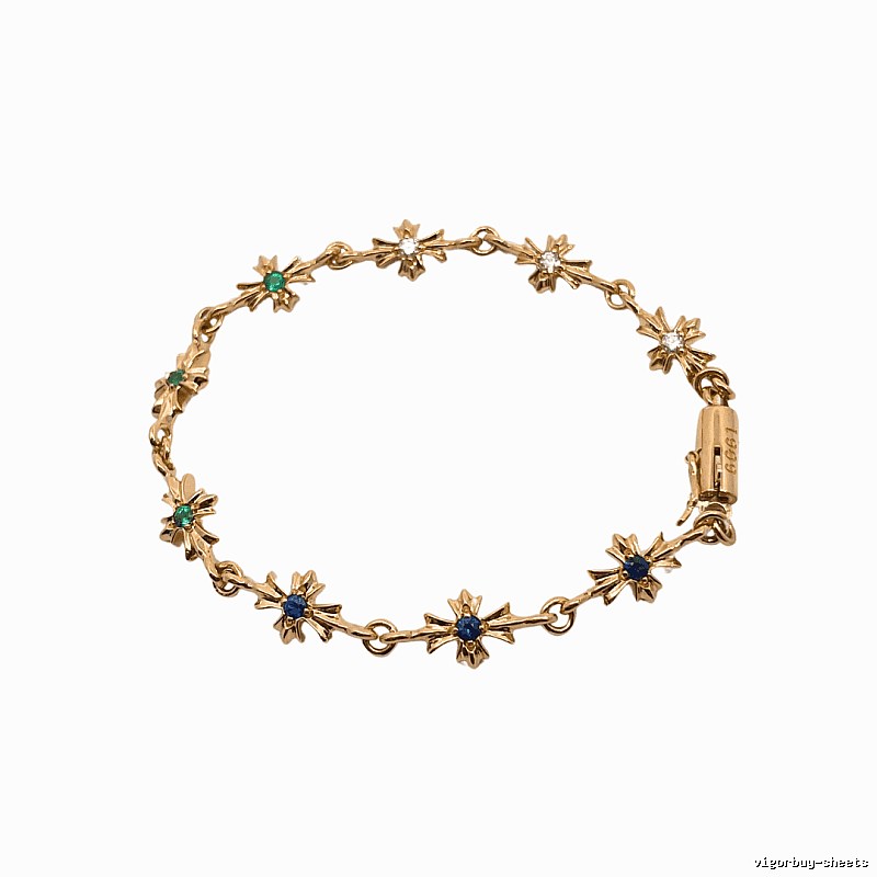 Chrome Hearts Cross Star Retro Style Gold Bracelet