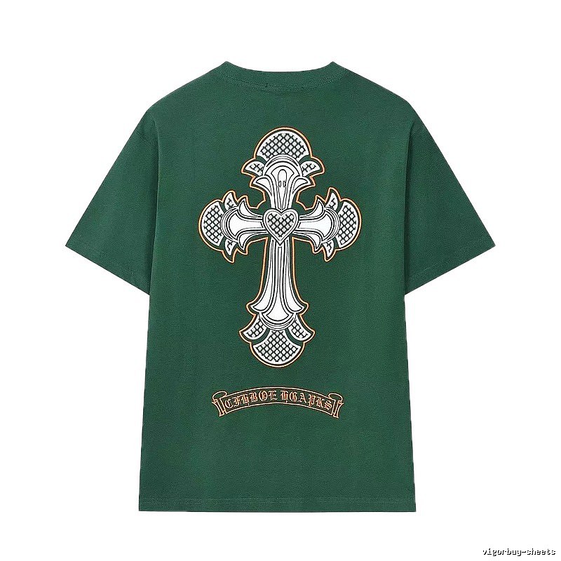 Chrome Hearts Cross Street Style Dark Green Short Sleeve T-Shirt