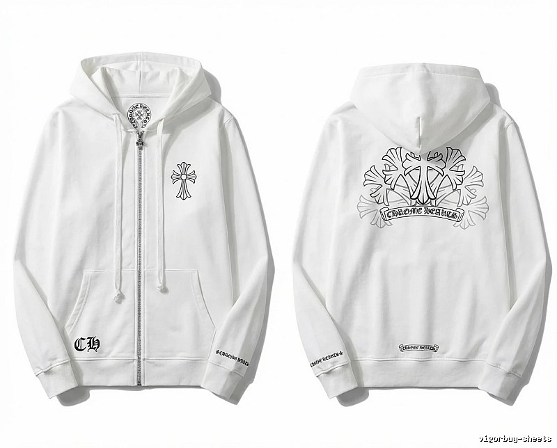 Chrome Hearts Cross Trendy and Cool Style White Sweatshirt