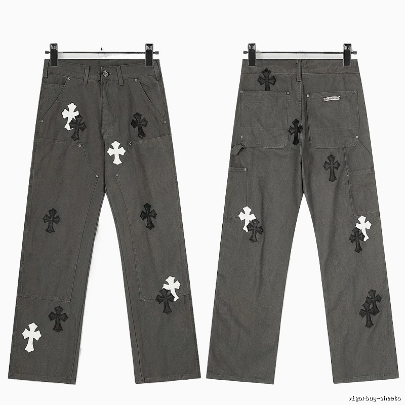 Chrome Hearts Cross Workwear Style Grey Pants