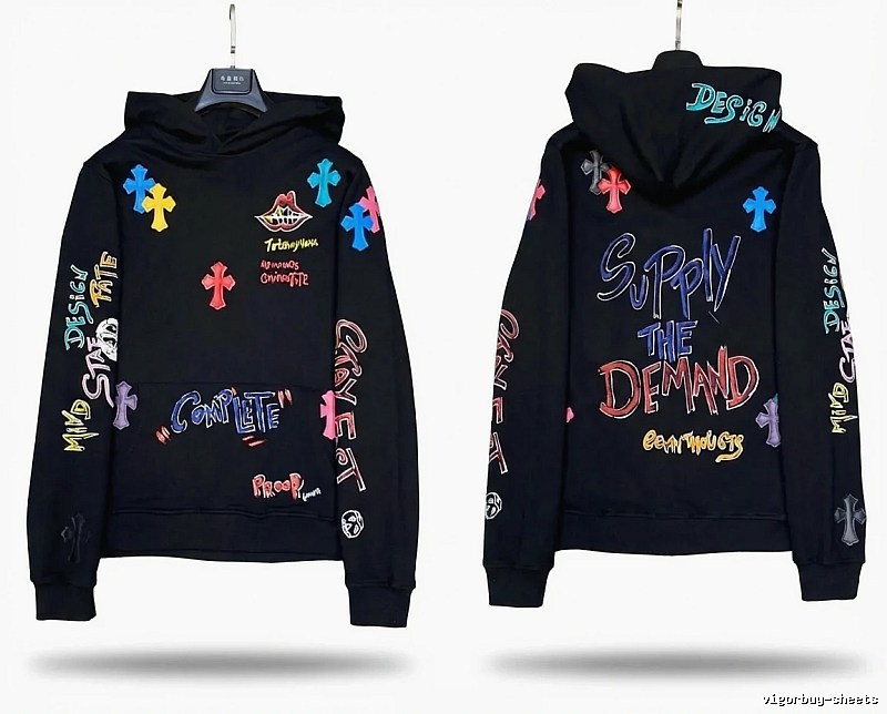 Chrome Hearts Graffiti Trendy Black Hoodie