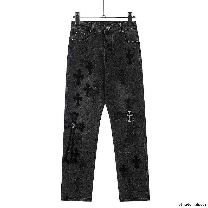 Chrome Hearts Logo Detail Graphic jeans Light Denim Jeans with Relaxed Feel
