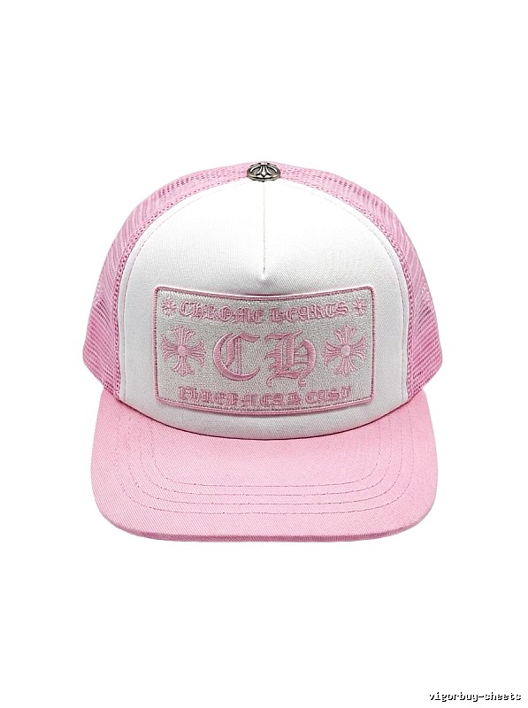 Chrome Hearts Pink and White Patchwork Trendy Hat