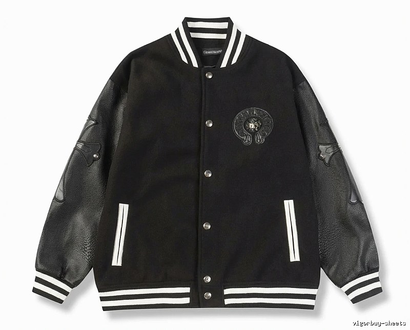Chrome Hearts retro-style black baseball uniform.