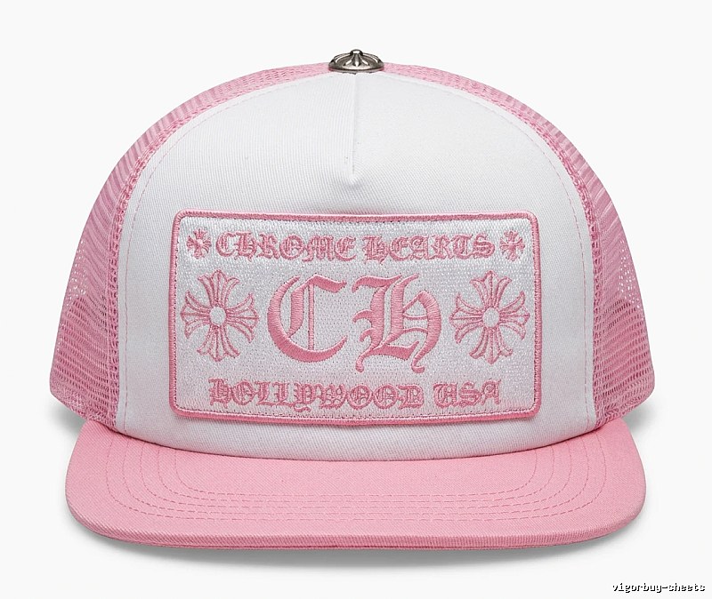 Chrome Hearts Retro Style Pink and White Hat