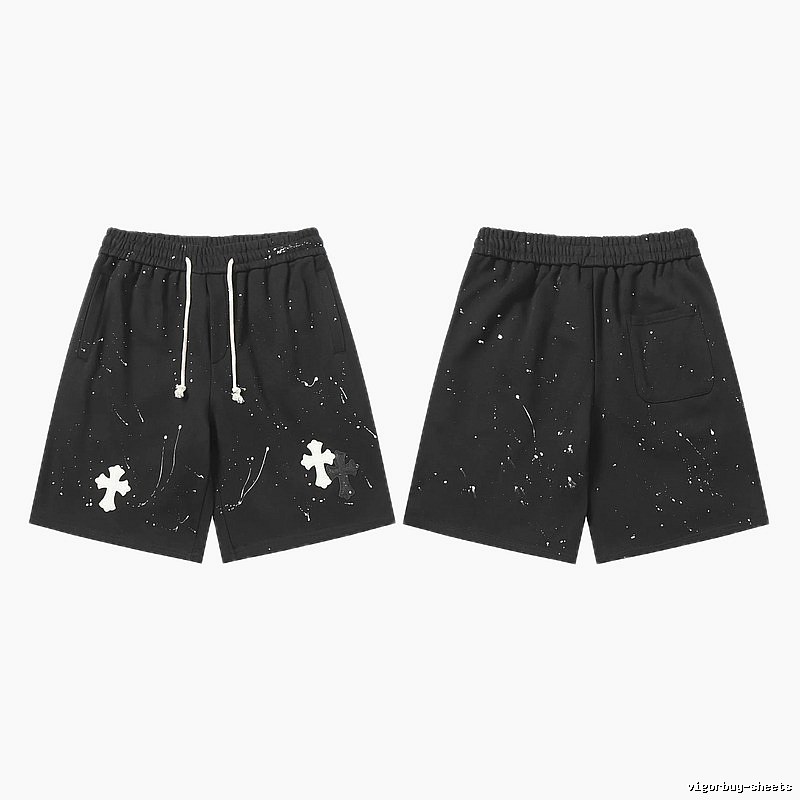 Chrome Hearts splatter - style black shorts
