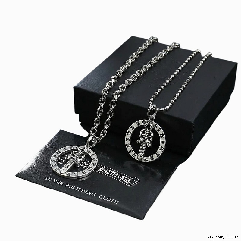 Chrome Hearts Sword-shaped Retro Silver Necklace