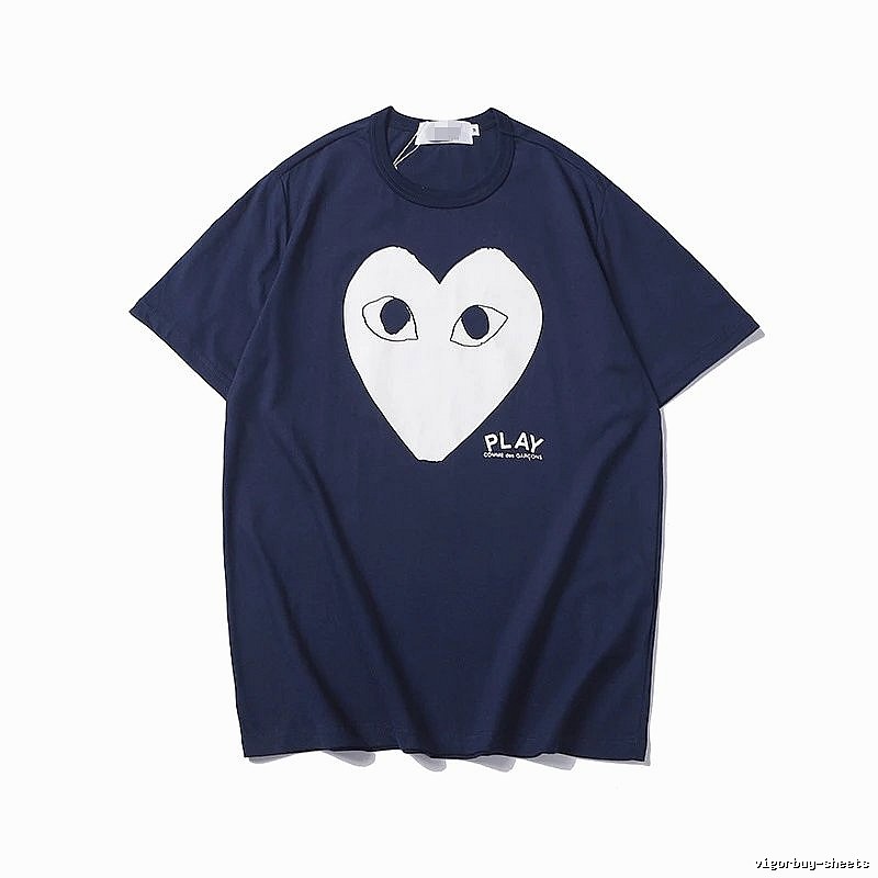 Comme des Garcons PLAY 2023-29 Blue Style 2329 Heart Logo T-Shirt Outdoor Days