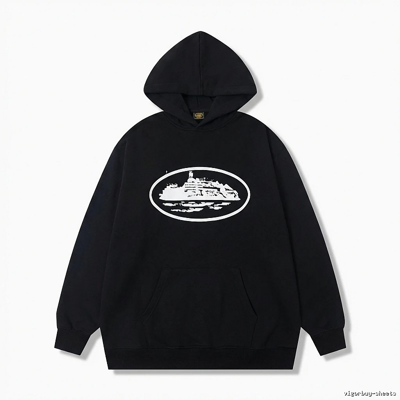 Corteiz black minimalist style hoodie