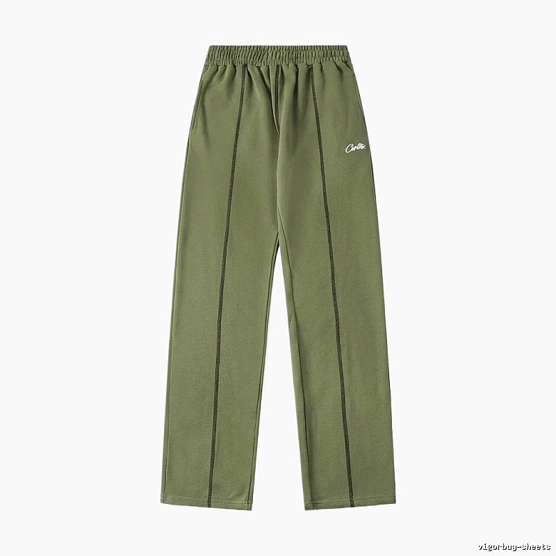 Corteiz minimalist style olive green long trousers